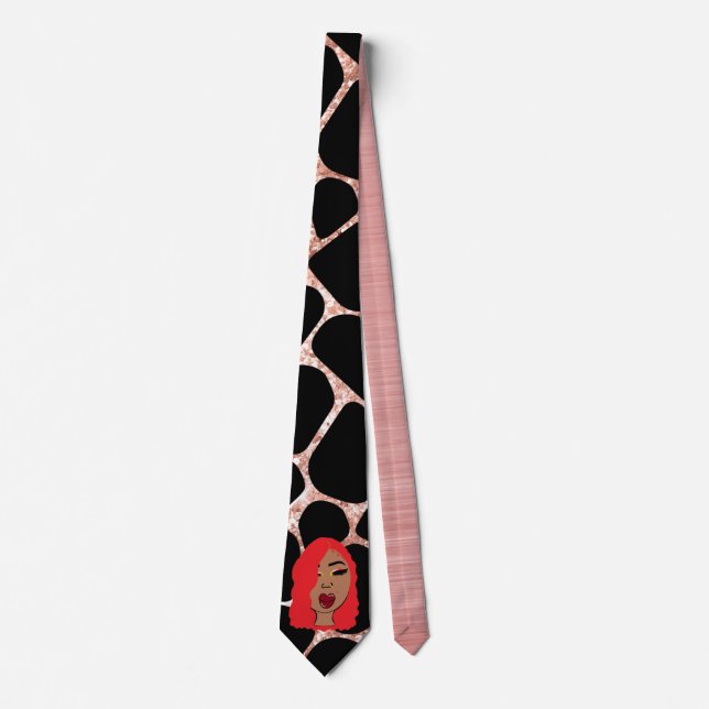 Personalised Glam Girls Black And Rose Gold Fancy  Tie (Front)