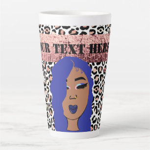 Personalised Glam Girls Sassy Cheetah Print Latte Mug