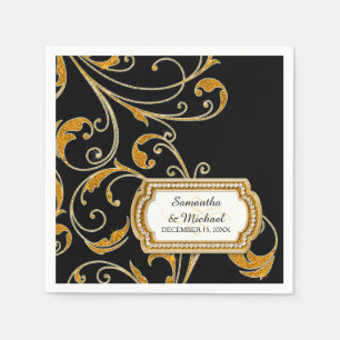 Personalised Glam Old Hollywood Regency Black Tie Napkin