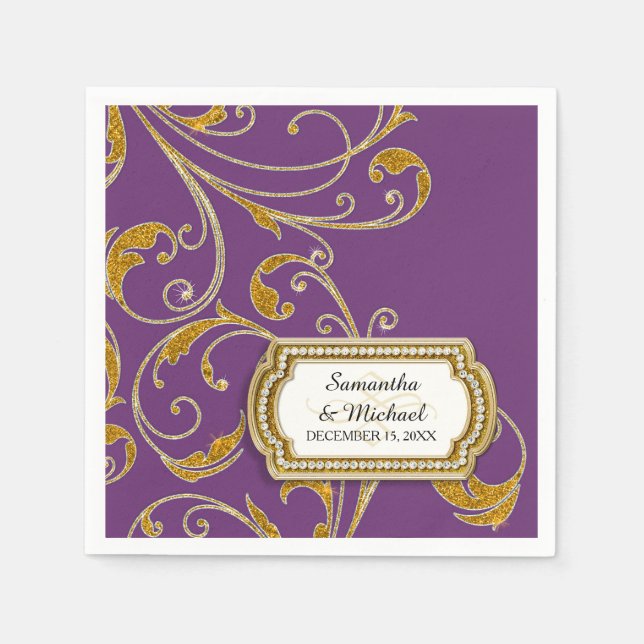 Personalised Glam Old Hollywood Regency Black Tie Napkin (Front)