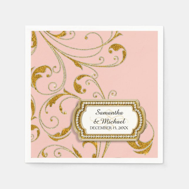 Personalised Glam Old Hollywood Regency Black Tie Napkin (Front)