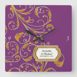 Personalised Glam Old Hollywood Regency Black Tie Square Wall Clock