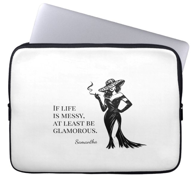 Personalised Glam Style Quote Design  Laptop Sleeve (Front)