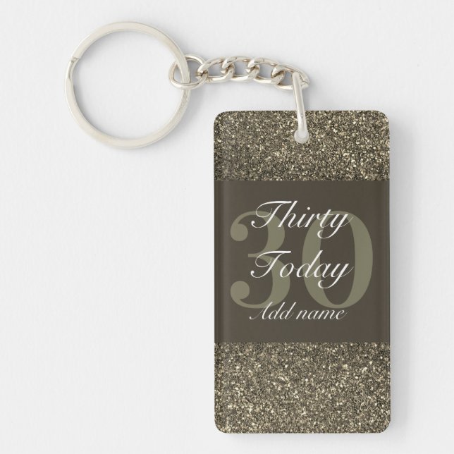 Personalised glamourous birthday keychain 30th (Front)