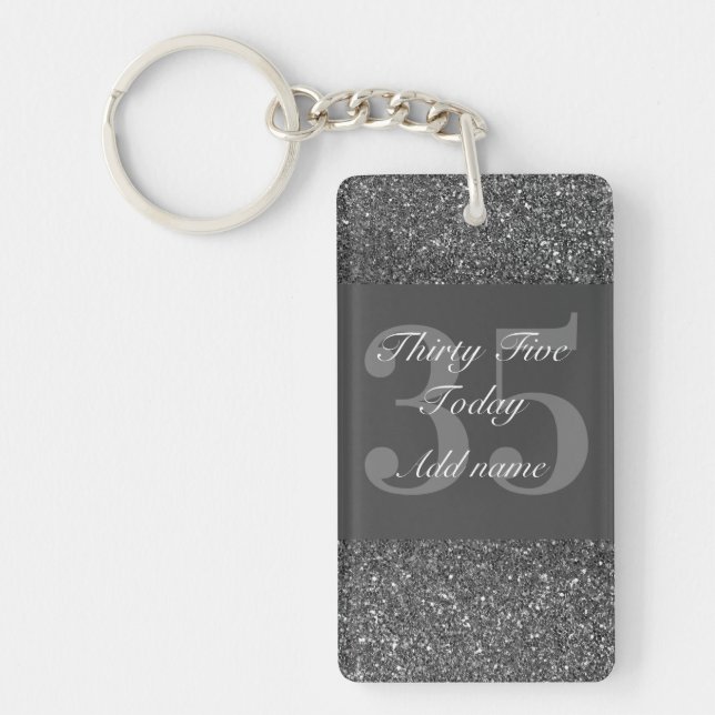 Personalised glamourous birthday keychain 35th (Front)
