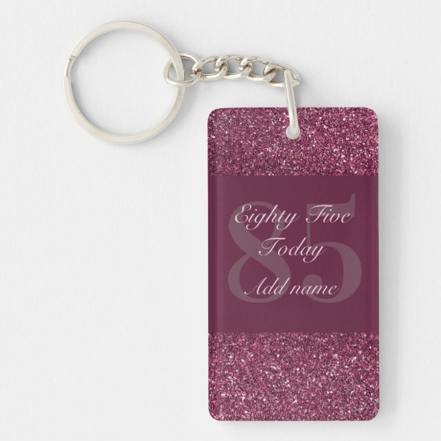 Personalised glamourous birthday keychain 85th (Front)