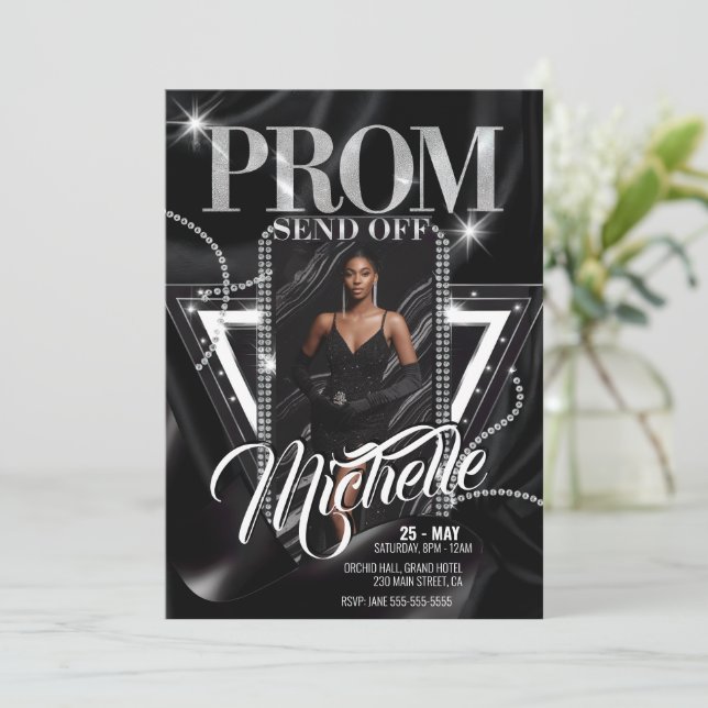 Personalised Glamourous Diamond PROM SEND-OFF Part Invitation (Standing Front)