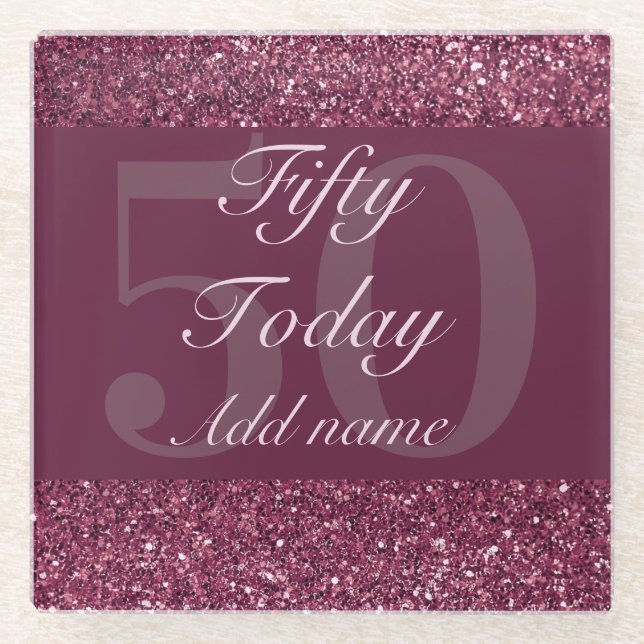 Personalised glamourous special coaster 50th (Front)