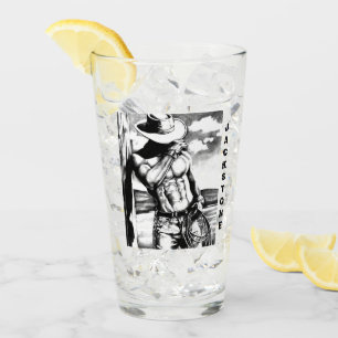 Personalised Glass Cool Art Cowboy Bodybuilder