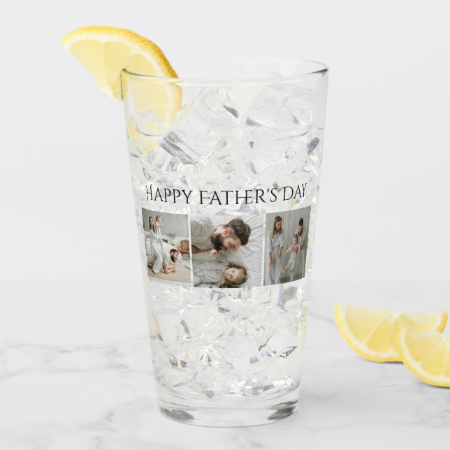 Personalised Glass Cup with 3 Photos & Text (Front Ice)