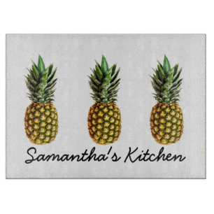 Personalised glass cutting board with pineapples