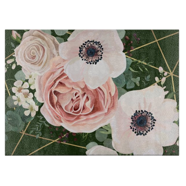 Personalised Glass Cutting Geometric Garden Hunter Cutting Board (Front)