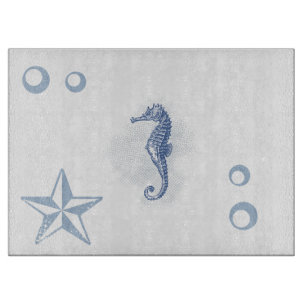 Personalised Glass Cutting Seahorse Ocean Beach Cutting Board
