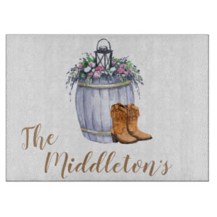 Personalised Glass Cutting Summer Country Wedding Cutting Board