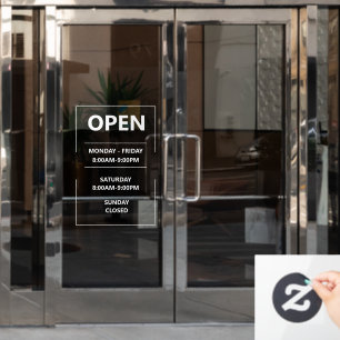 Personalised glass window opening hours Business 