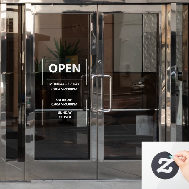 Personalised glass window opening hours Business  (Office Door)
