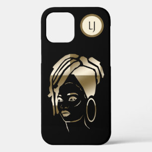 Personalised Gld/Blk African Queen iPhone Case