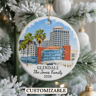 Personalised Glendale Ornament, Custom California Ceramic Ornament