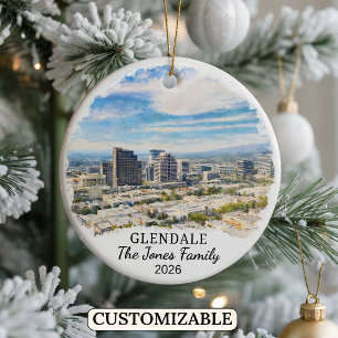 Personalised Glendale Ornament, Custom California Ceramic Ornament