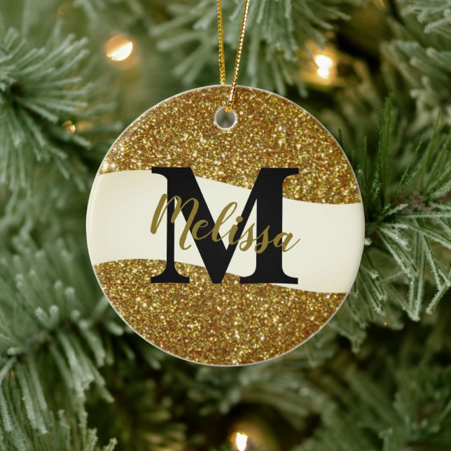 Personalised glitter  ceramic ornament (Tree)