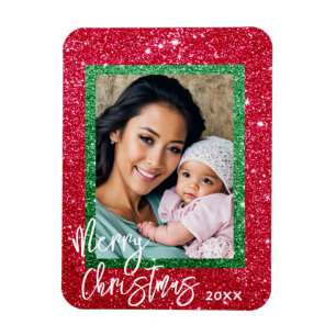 Personalised Glitter Christmas Frame Magnet Card