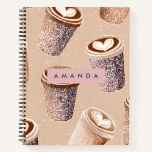 Personalised Glitter Coffee Cup Latte Art  Notebook