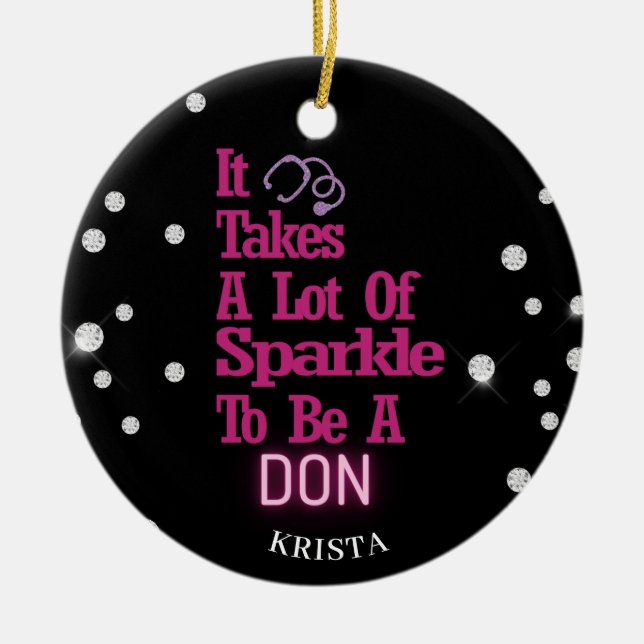 Personalised Glitter Director of Nursing Ceramic Ornament (Front)