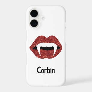 Personalised Glitter Fangs Halloween - red lips