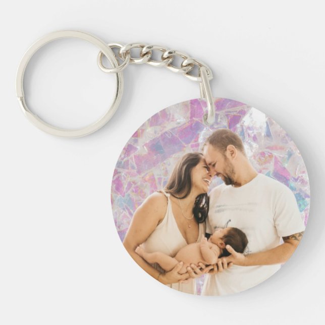 Personalised Glitter Keyring with Custom Photo (Front)