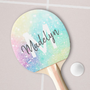 Personalised Glitter Pastel Bokeh Pattern Ping Pong Paddle