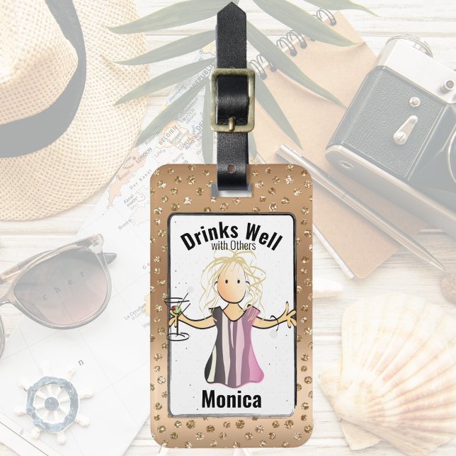 Personalised Glitter Sparkle Drinking Luggage Tag (Creator Uploaded)