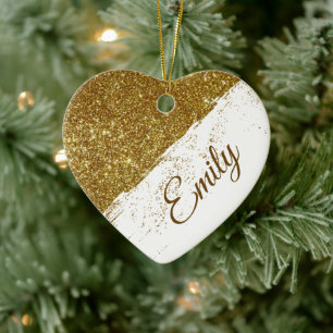 Personalised glitter spray ceramic ornament