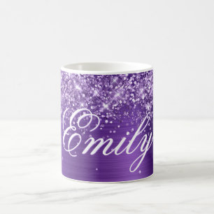 Personalised Glittery Amethyst Purple Foil Coffee Mug