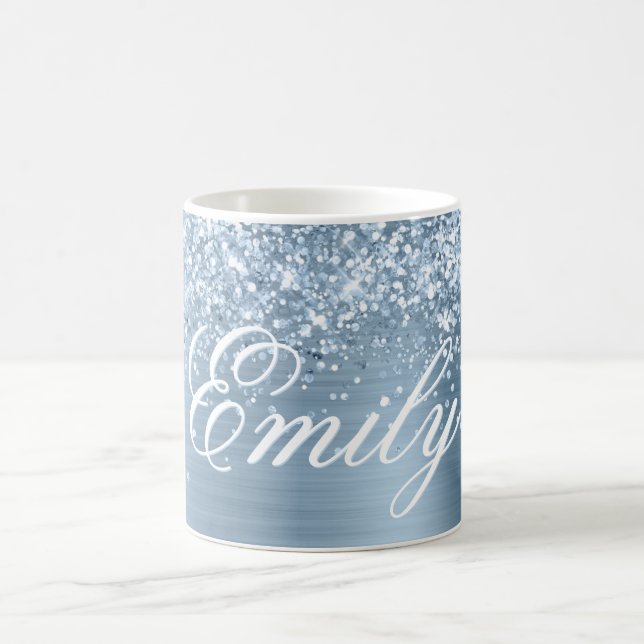 Personalised Glittery Light Blue Foil Coffee Mug (Center)
