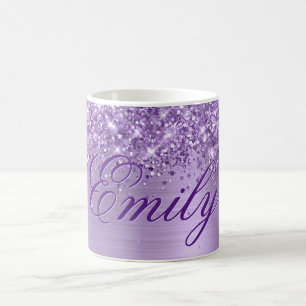 Personalised Glittery Light Purple Foil Coffee Mug