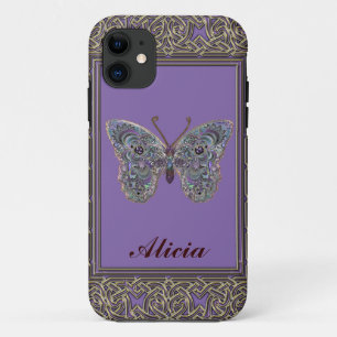 Personalised Glittery Metallic Butterfly Case