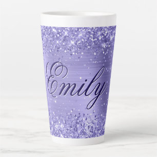 Personalised Glittery Periwinkle Foil Latte Mug