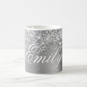 Personalised Glittery Silver Foil Coffee Mug