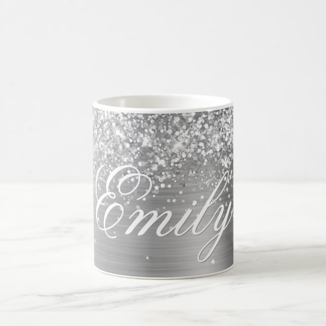Personalised Glittery Silver Foil Coffee Mug (Center)