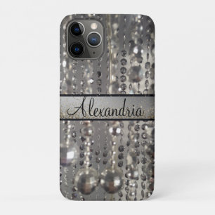 Personalised Glittery Silver Stringed Beads iPhone 11 Pro Case
