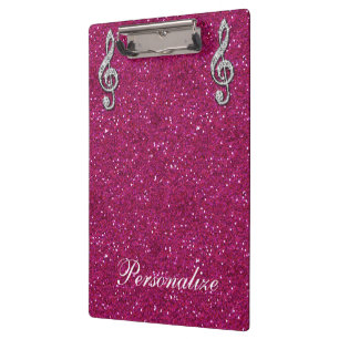Personalised Glitzy Sparkly Diamond Music Note Clipboard