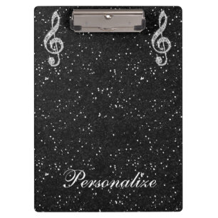 Personalised Glitzy Sparkly Diamond Music Note Clipboard