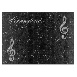 Personalised Glitzy Sparkly Diamond Music Note Cutting Board