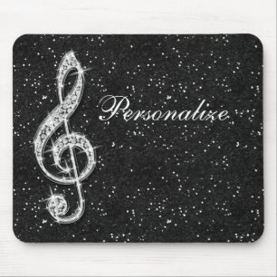 Personalised Glitzy Sparkly Diamond Music Note Mouse Pad