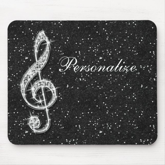 Personalised Glitzy Sparkly Diamond Music Note Mouse Pad (Front)
