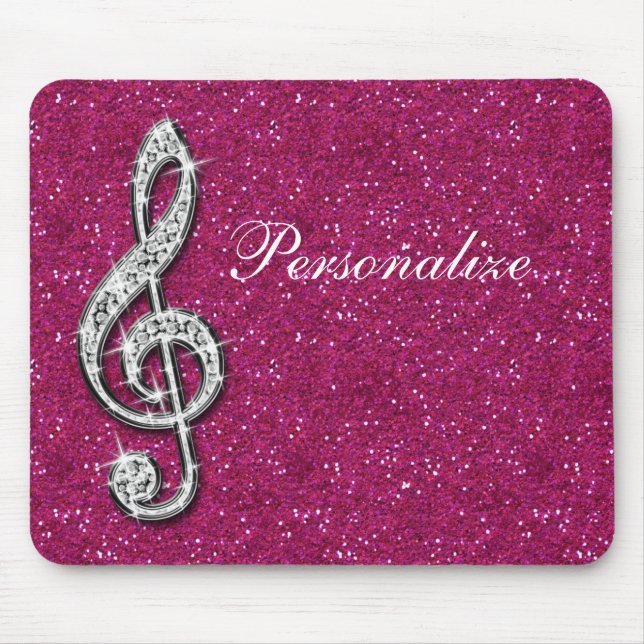 Personalised Glitzy Sparkly Diamond Music Note Mouse Pad (Front)
