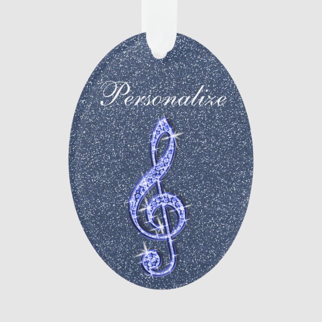 Personalised Glitzy Sparkly Diamond Music Note Ornament (Front)