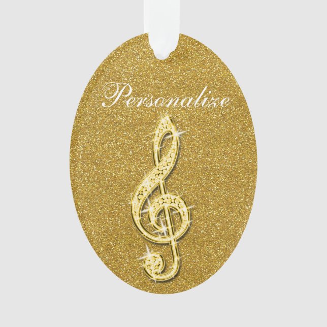 Personalised Glitzy Sparkly Diamond Music Note Ornament (Front)