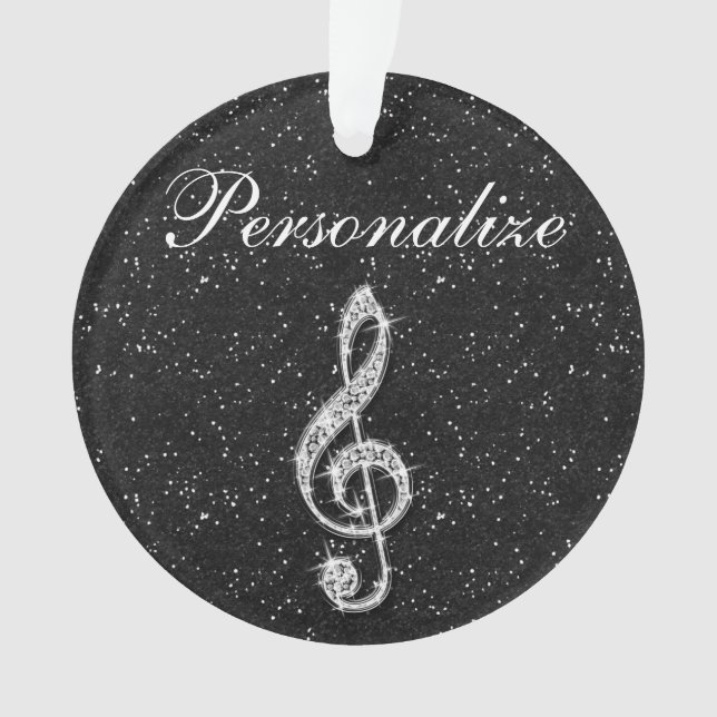Personalised Glitzy Sparkly Diamond Music Note Ornament (Front)