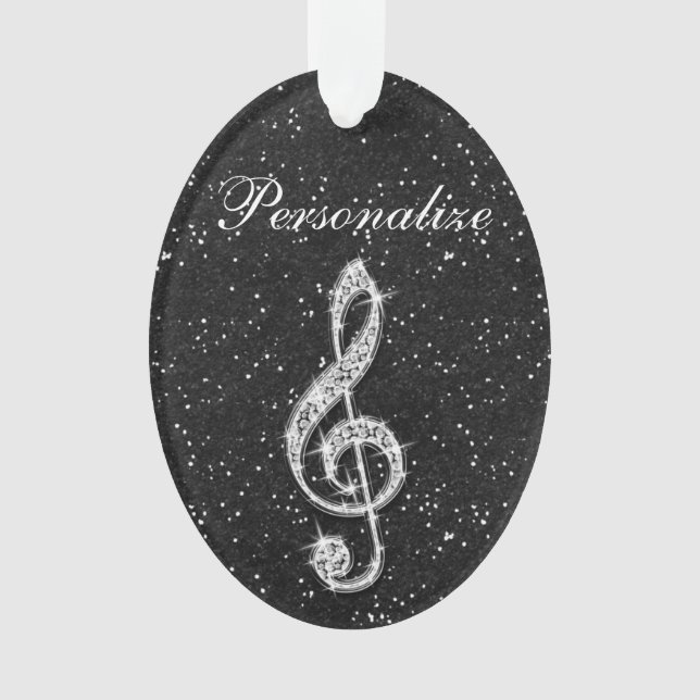 Personalised Glitzy Sparkly Diamond Music Note Ornament (Front)